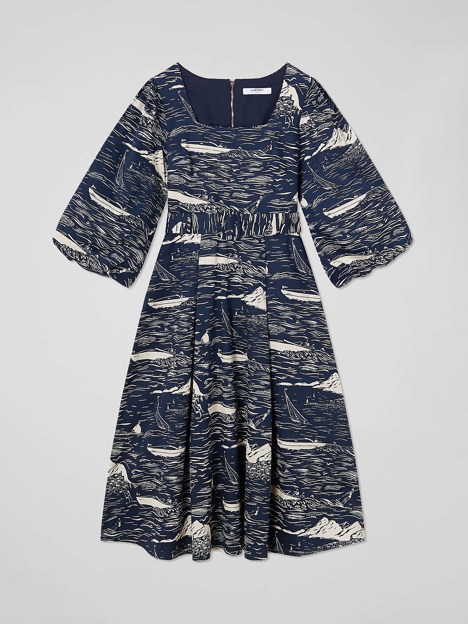 Buy L.K.Bennett Liza Rivera Midi Dress, Navy/Cream Online at johnlewis.com
