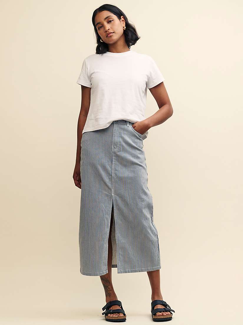 Buy Nobody's Child Pinstripe Column Midi Skirt, Blue/Multi Online at johnlewis.com