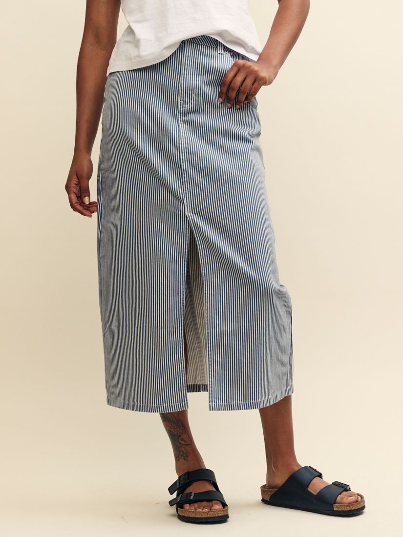 Buy Nobody's Child Pinstripe Column Midi Skirt, Blue/Multi Online at johnlewis.com