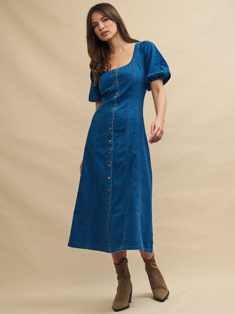 Buy Nobody's Child Maida Denim Button Front Midi Dress, Blue Online at johnlewis.com