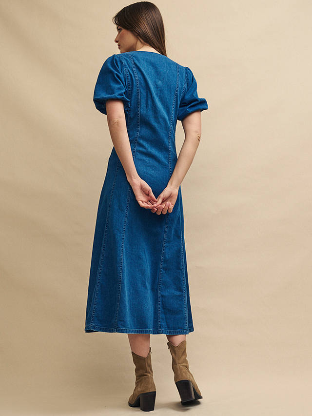 Nobody's Child Maida Denim Button Front Midi Dress, Blue
