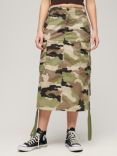 Superdry Camouflage Print Cargo Midi Skirt, Multi