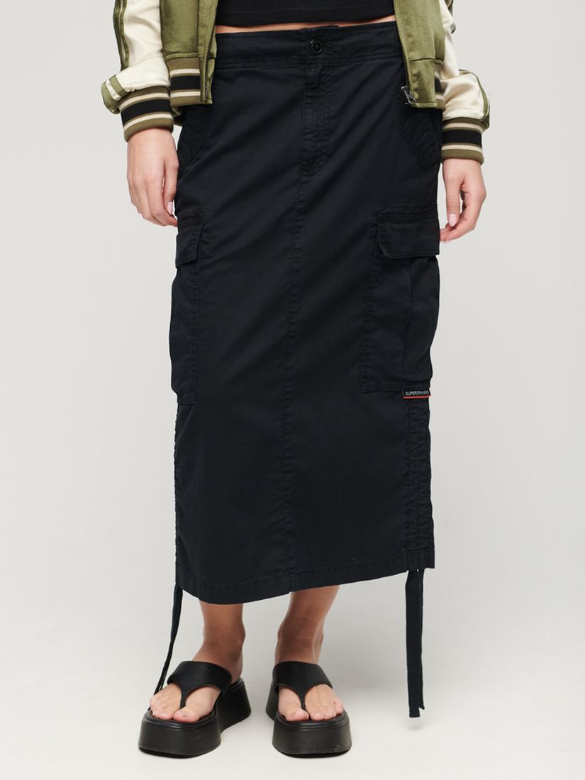 Superdry Cargo Midi Skirt, Washed Black, 10