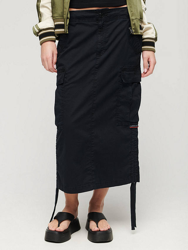 Superdry Cargo Midi Skirt, Washed Black