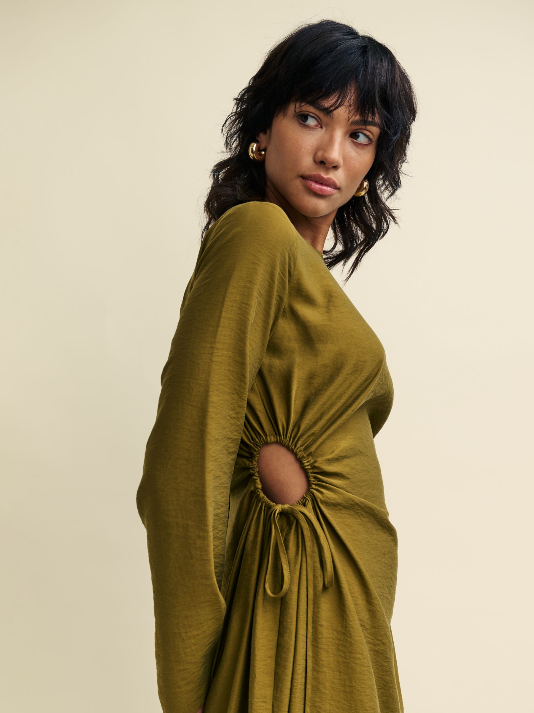 Buy Nobody's Child Lianne Flute Sleeve Midaxi Dress, Green Online at johnlewis.com