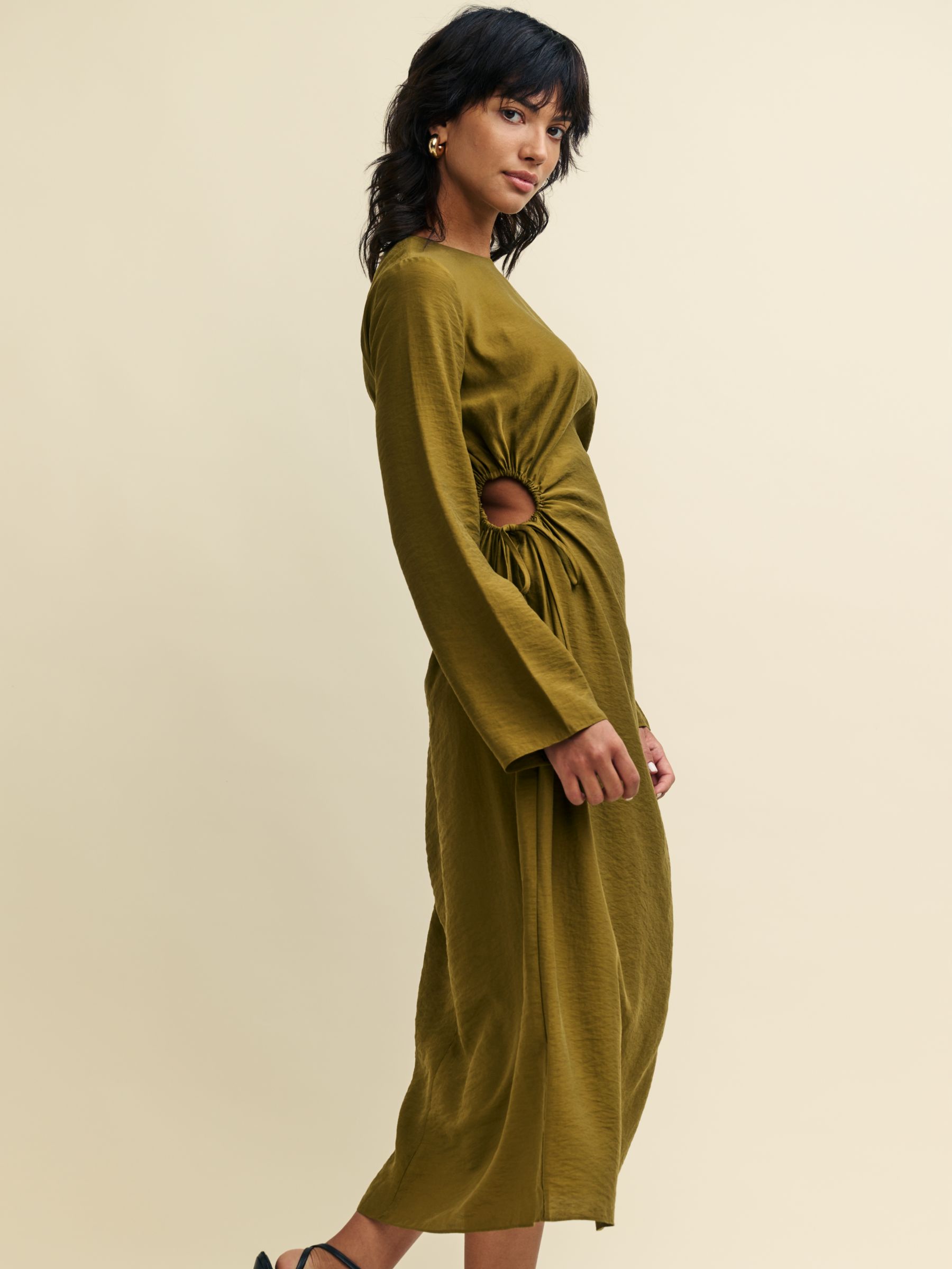 Nobody's Child Lianne Flute Sleeve Midaxi Dress, Green, 12