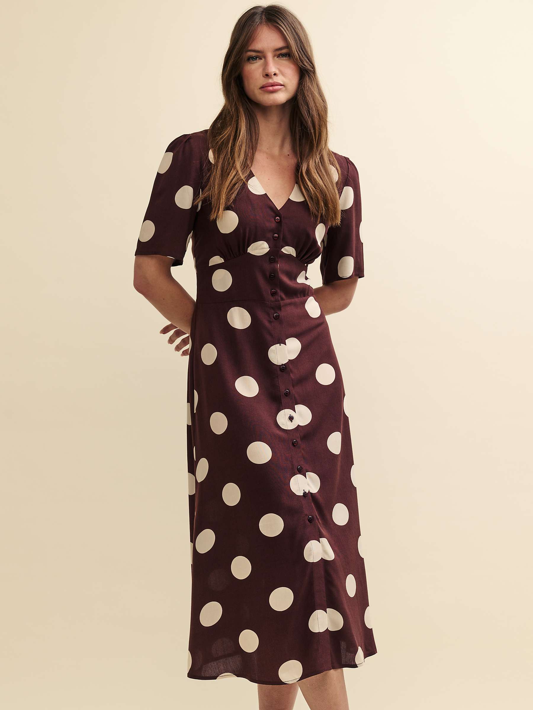 Buy Nobody's Child Alexa Willow Spot Midi Dress, Brown Online at johnlewis.com