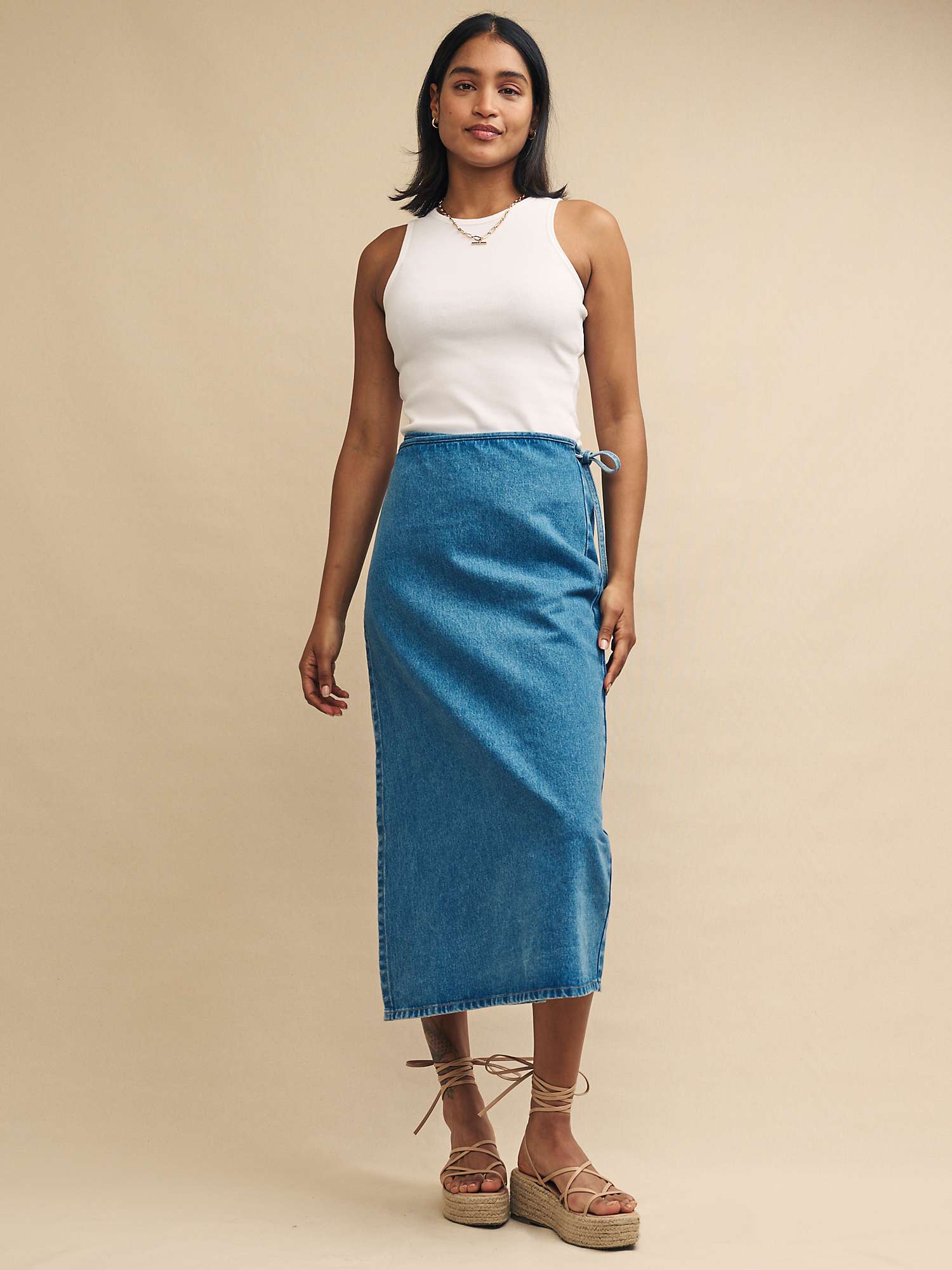 Buy Nobody's Child Latimer Wrap Midi Skirt, Blue Online at johnlewis.com