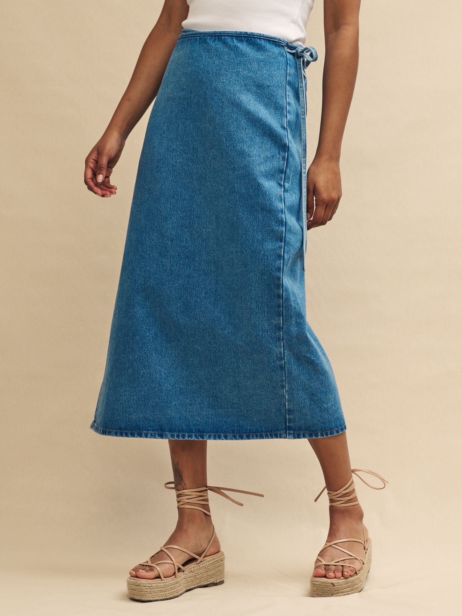 Buy Nobody's Child Latimer Wrap Midi Skirt, Blue Online at johnlewis.com