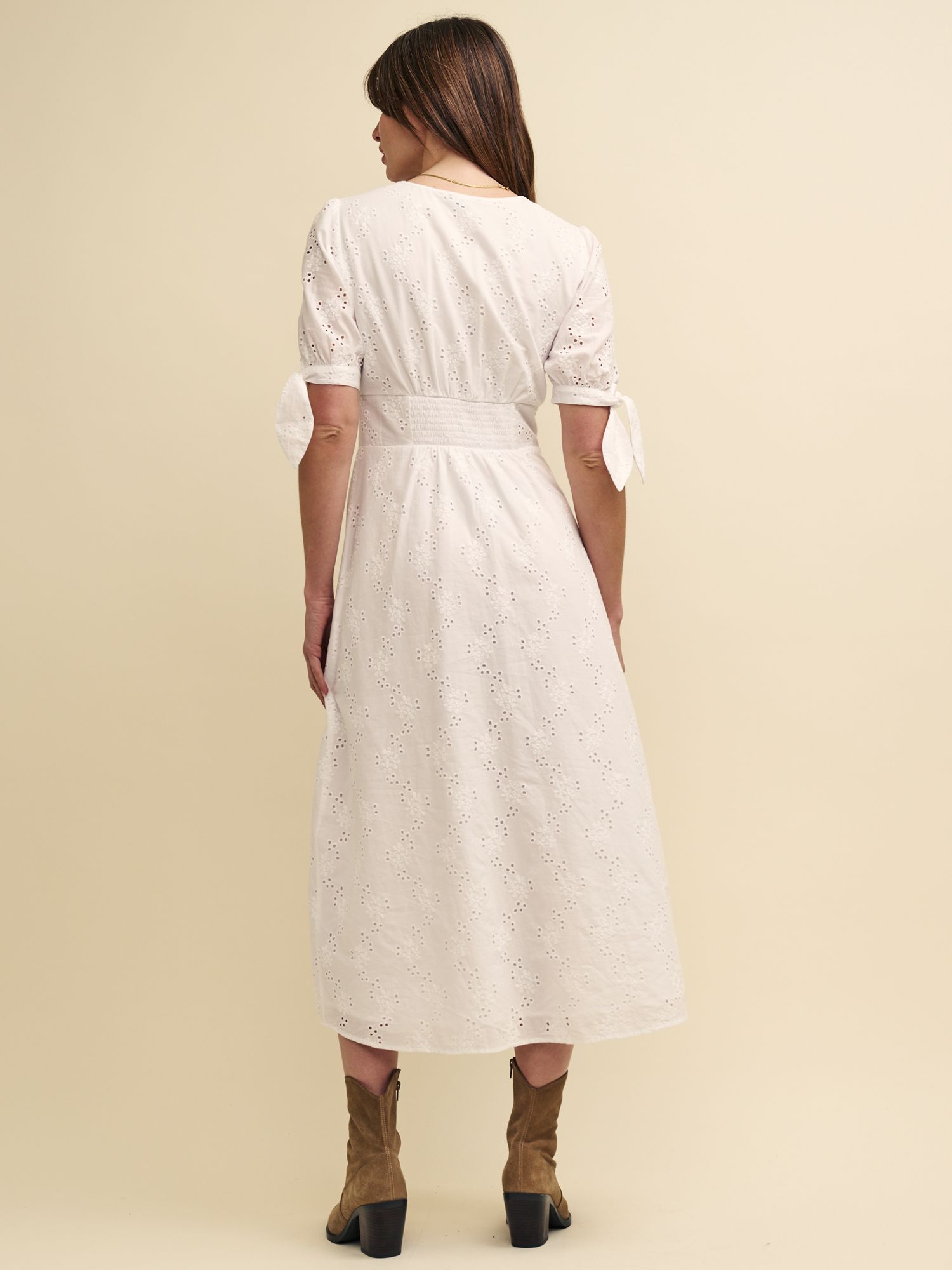 Buy Nobody's Child Alexis Organic Cotton Midi Dress, White Online at johnlewis.com