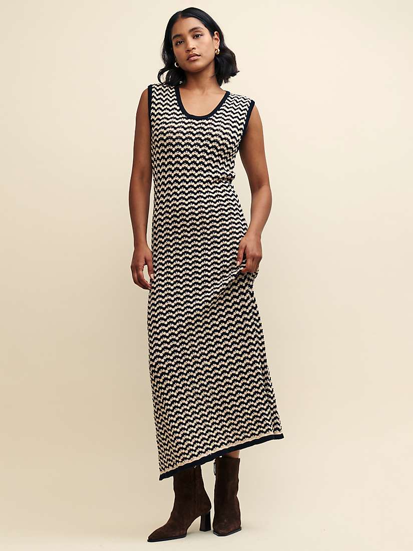 Buy Nobody's Child Organic Cotton Wave Stitch Midi Dress, Multi Online at johnlewis.com