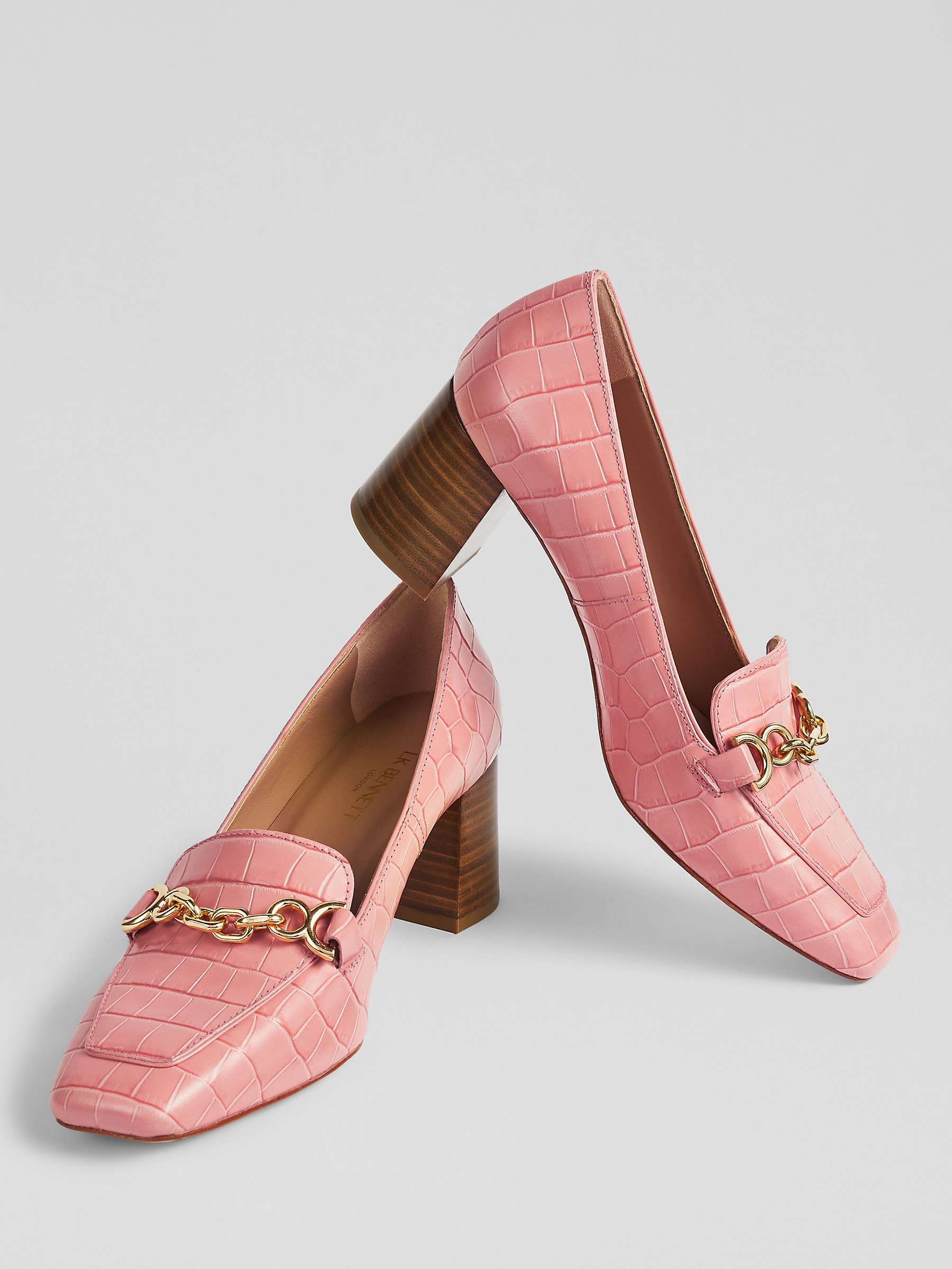 Buy L.K.Bennett Johanna Croc Effect Leather Court Shoes, Peach Online at johnlewis.com