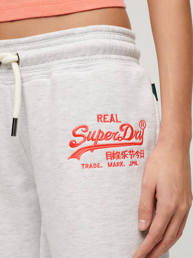 Superdry Neon Vintage Logo Low Rise Flare Joggers, Ice Marl