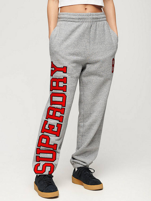 Superdry College Logo Boyfriend Joggers, Athletic Grey Marl/Multi
