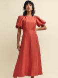 Nobody's Child Zora Linen Blend Midi Dress, Rust Red