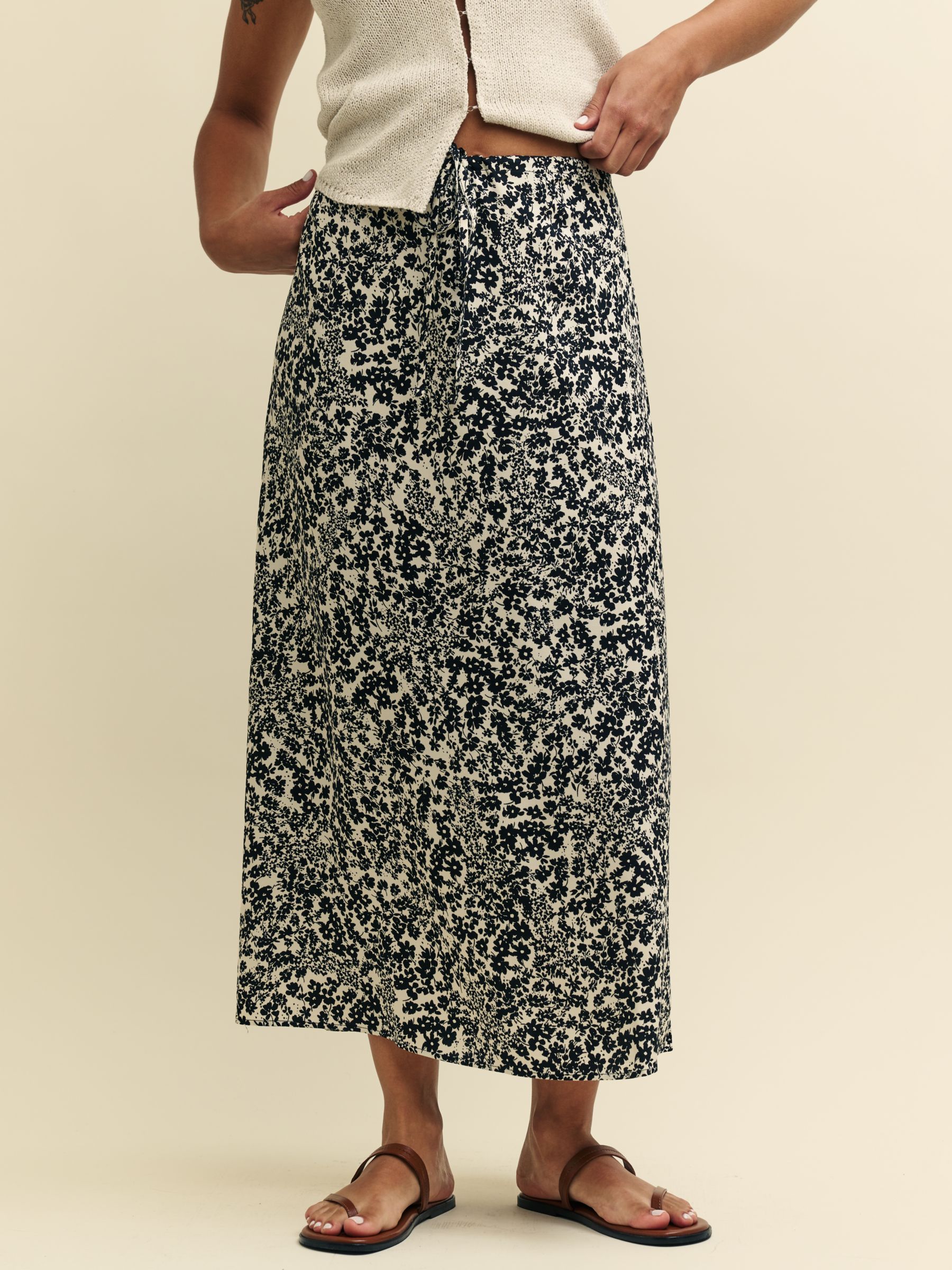 Buy Nobody's Child Petite Monie Leopard Ditsy Print Midaxi Skirt, Black/Multi Online at johnlewis.com