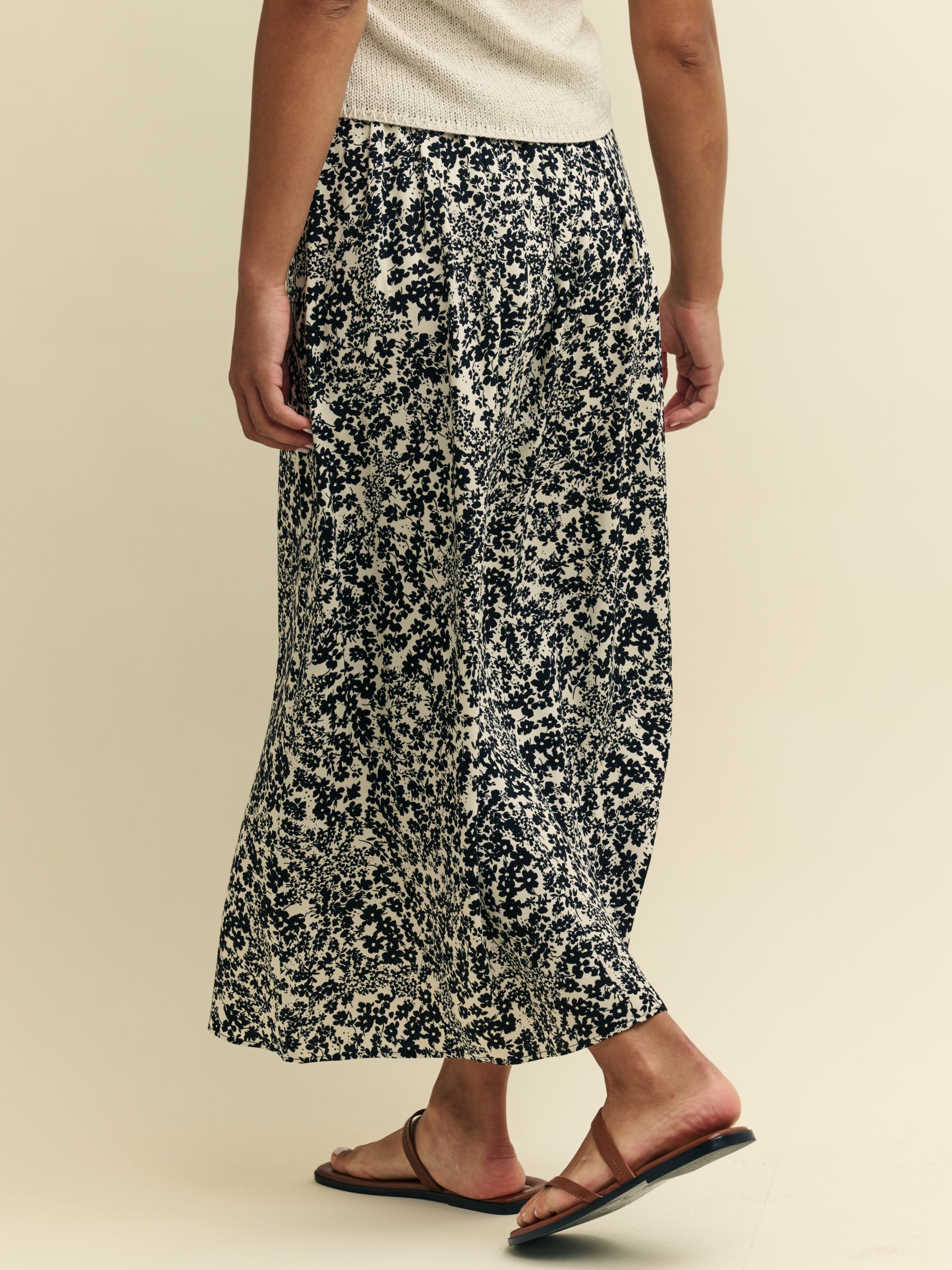 Buy Nobody's Child Petite Monie Leopard Ditsy Print Midaxi Skirt, Black/Multi Online at johnlewis.com