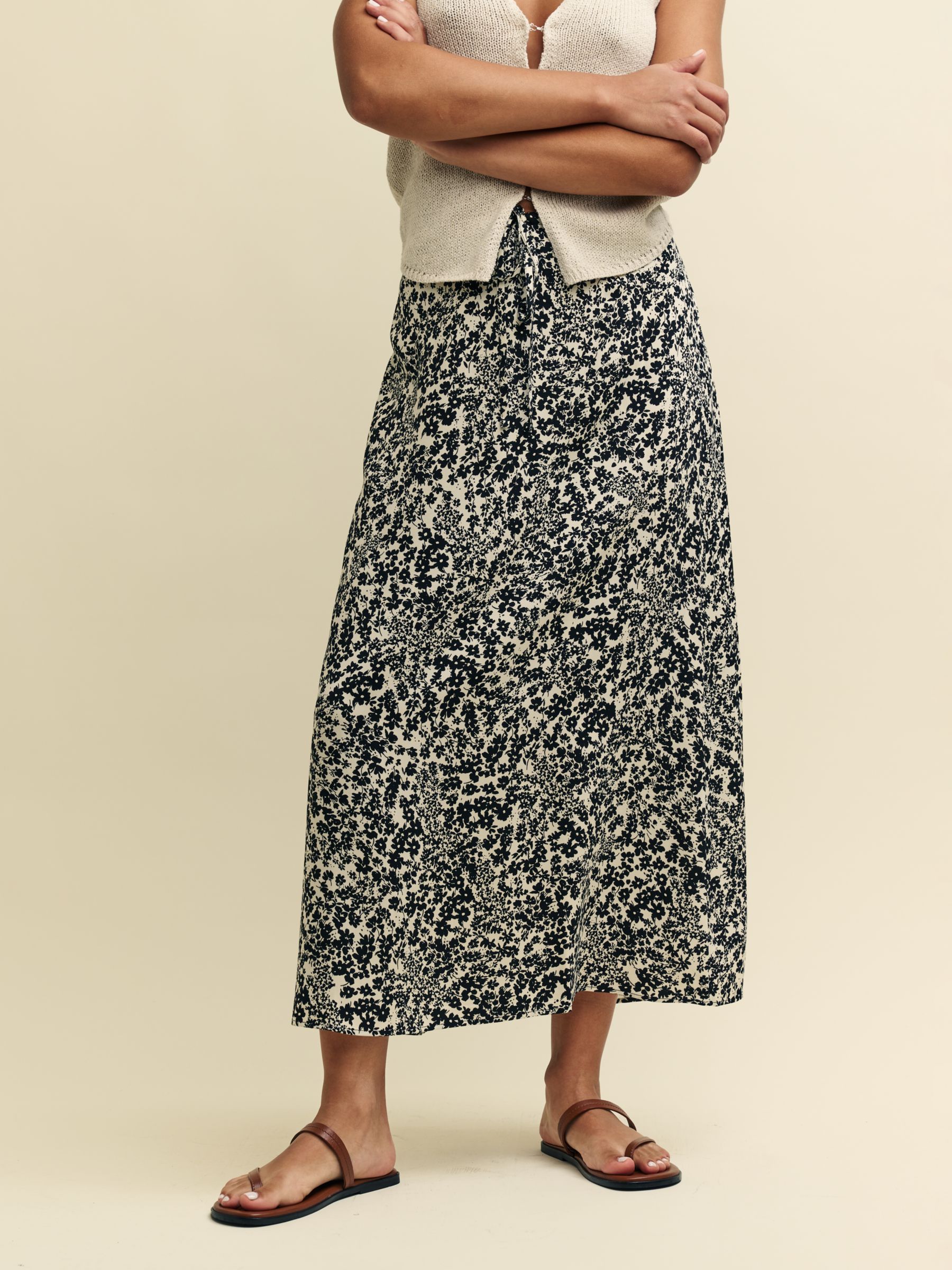 Nobody's Child Monie Leopard Ditsy Print Midaxi Skirt, Black/Multi, 6