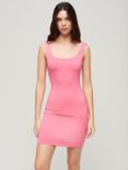 Superdry Square Neck Jersey Mini Dress, Pink Carnation