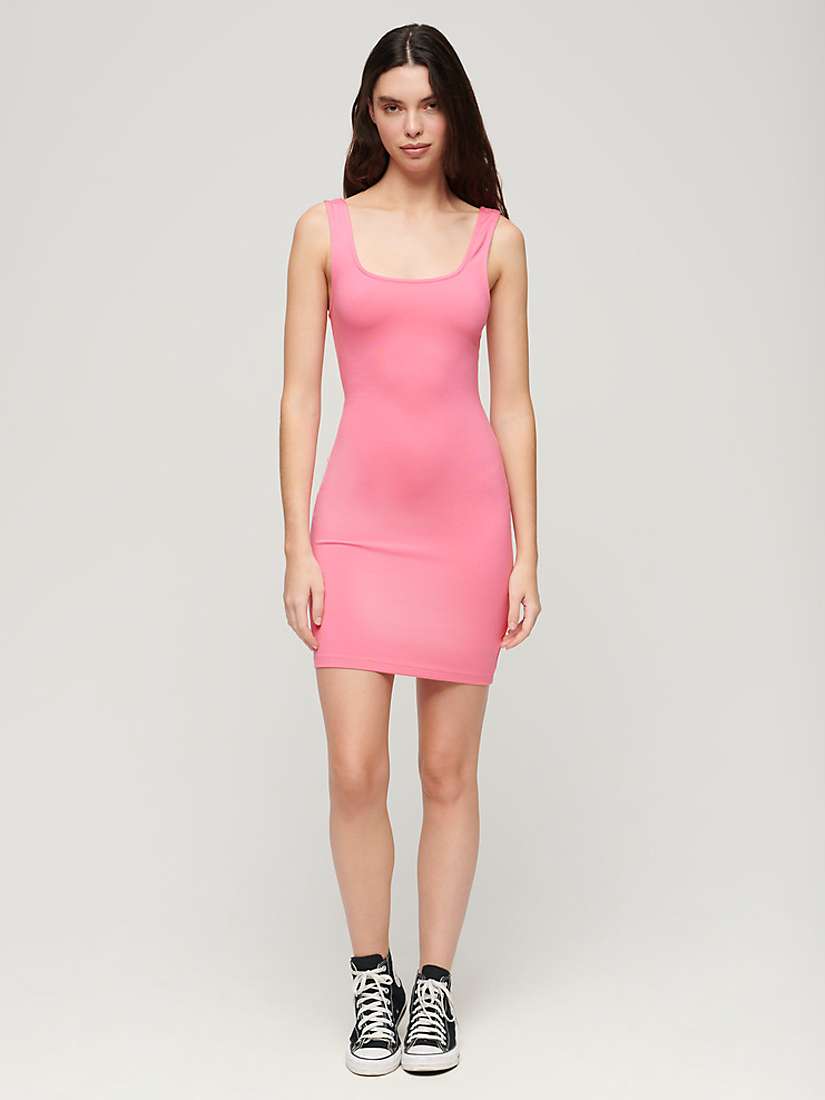 Buy Superdry Square Neck Jersey Mini Dress, Pink Carnation Online at johnlewis.com