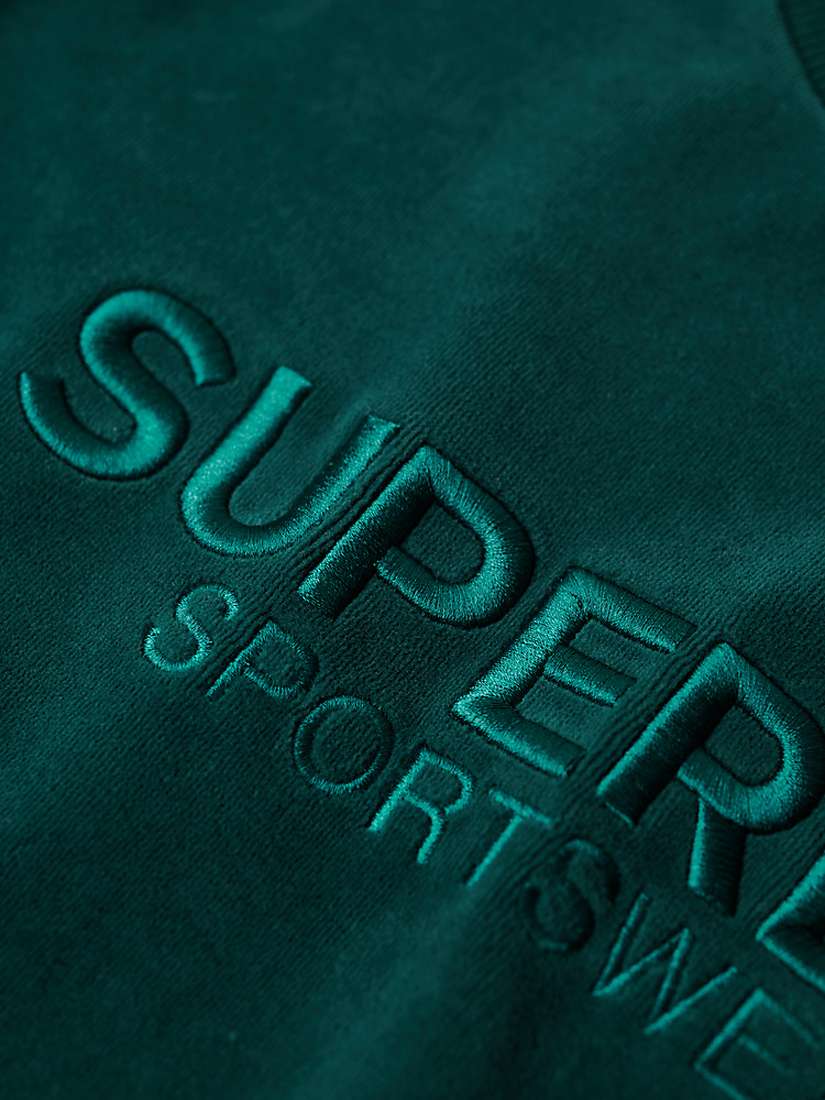 Buy Superdry Velour Graphic Boxy Crew Sweatshirt, Furnace Green Online at johnlewis.com