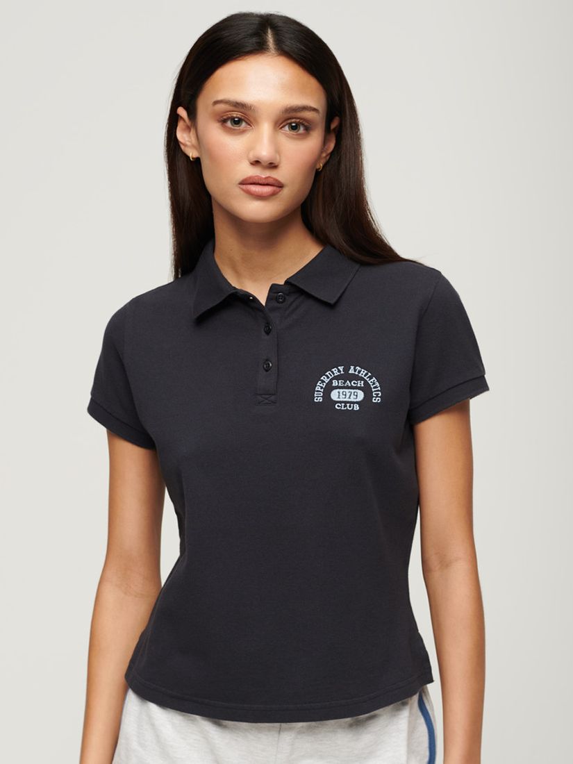 Superdry 90s Fitted Polo Shirt, Eclipse Navy at John Lewis & Partners