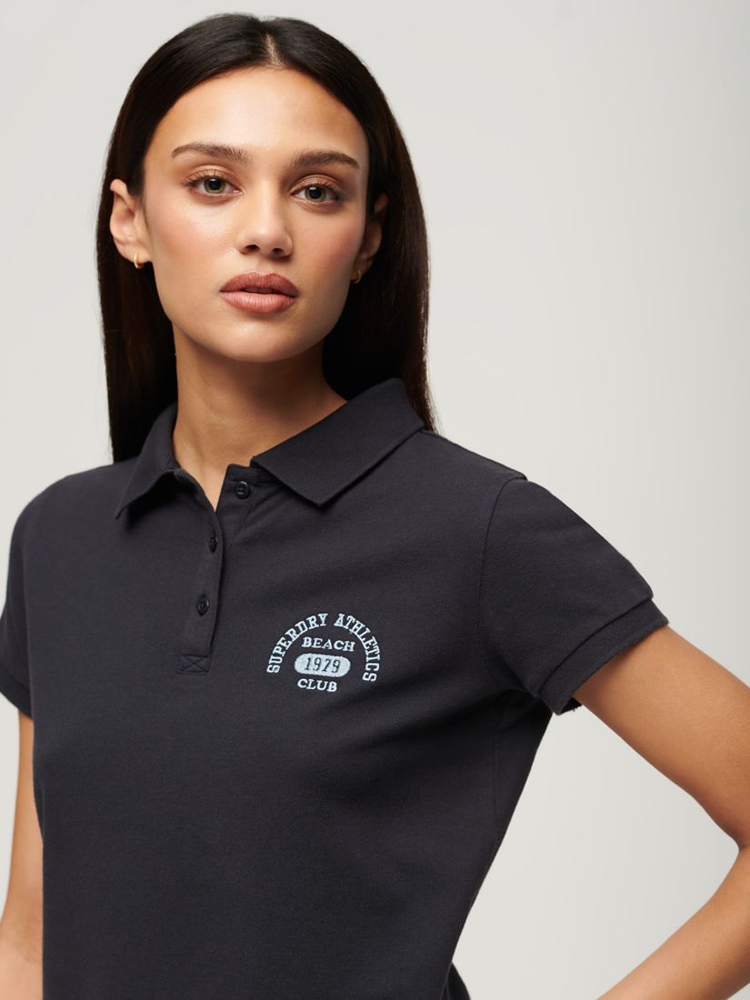 Superdry 90s Fitted Polo Shirt, Eclipse Navy at John Lewis & Partners
