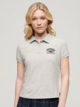 Superdry 90s Fitted Polo Shirt, Glacier Grey Marl