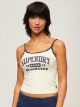 Superdry Athletic Essentials Organic Cotton Blend Branded Cami Top, Off White