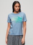 Superdry Tonal Graphic Relaxed T-Shirt, Blue Heather