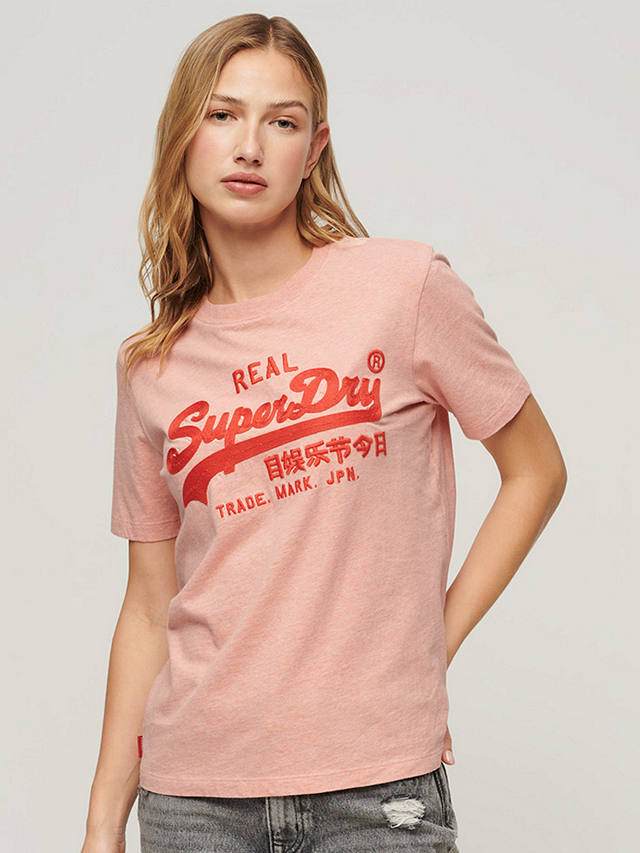 Superdry Embroidered Vintage Logo T-Shirt, Abbey Peach Heather