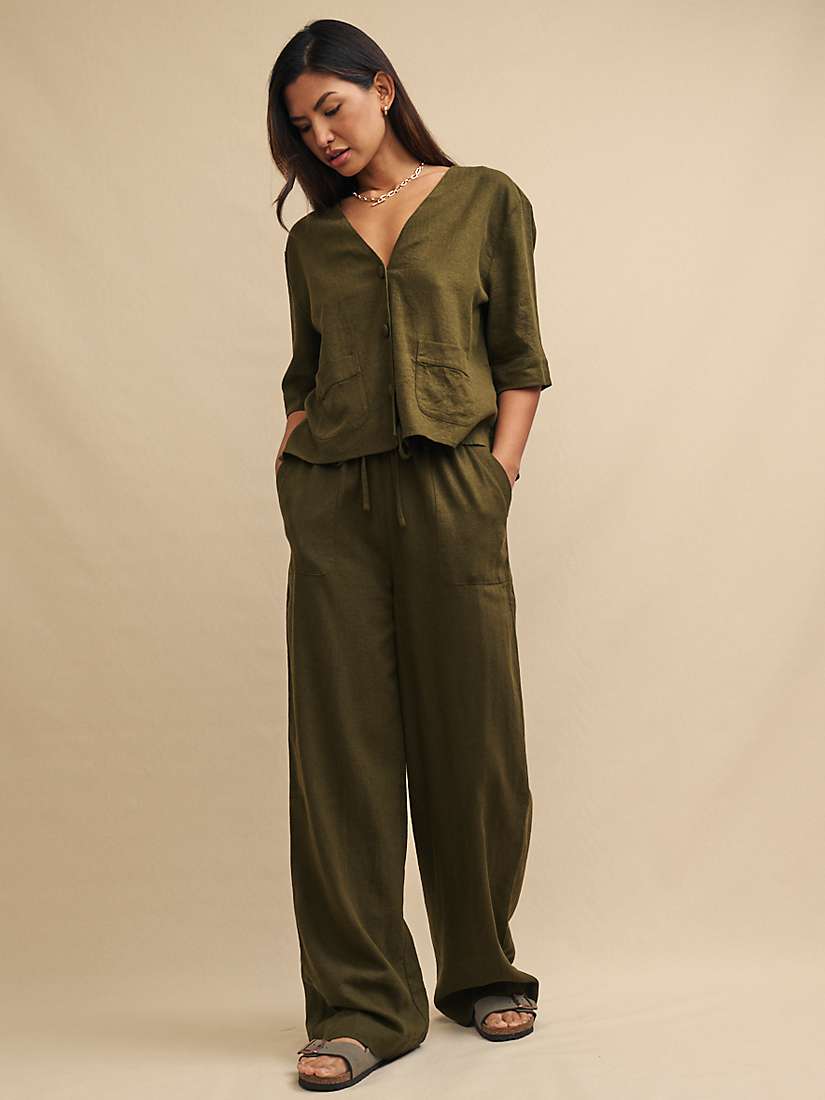 Buy Nobody's Child Shona Linen Blend Trousers, Green Online at johnlewis.com
