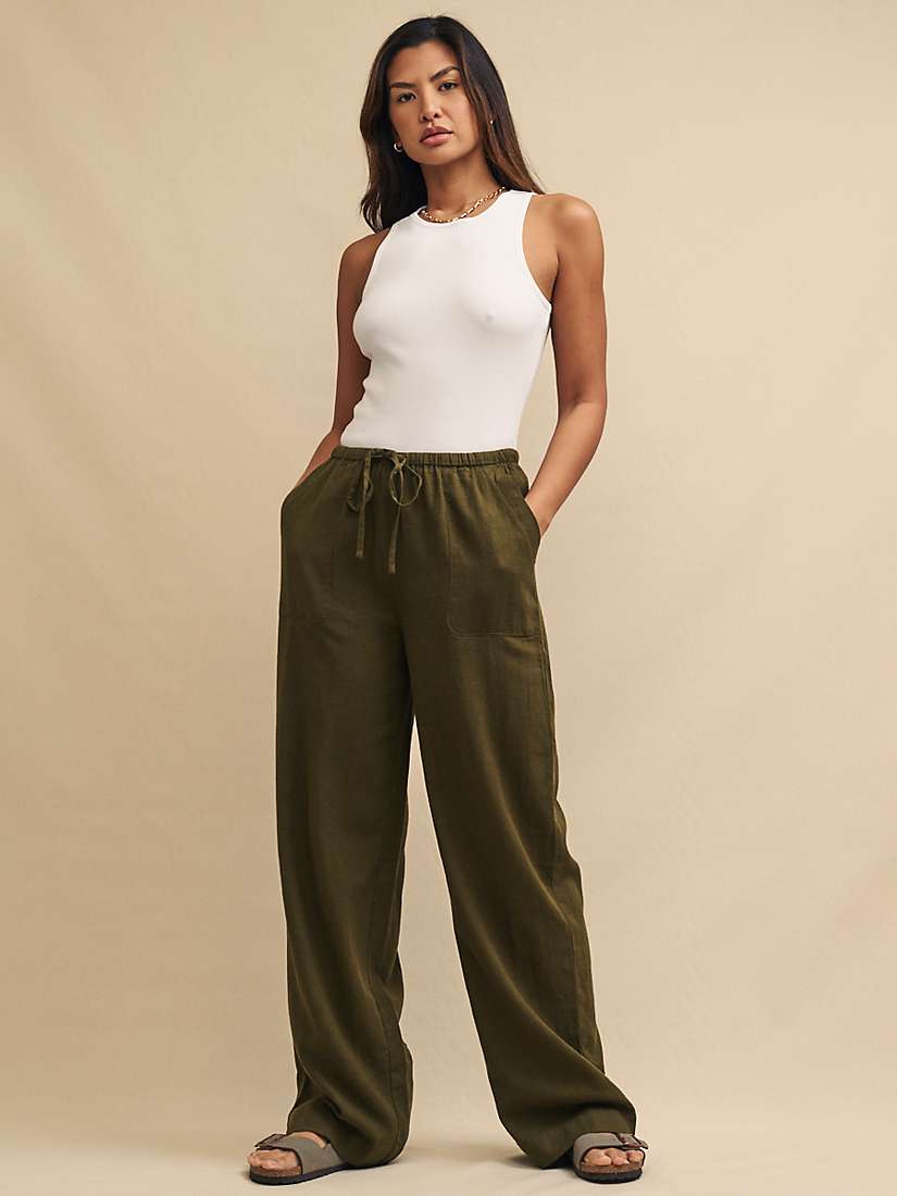 Buy Nobody's Child Shona Linen Blend Trousers, Green Online at johnlewis.com