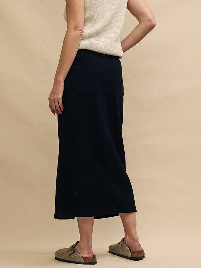 Nobody's Child Organic Cotton Denim Column Midi Skirt, Black