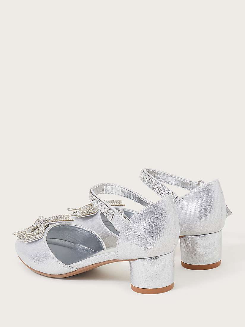 Buy Monsoon Kids' Lola Dazzle 2 Metallic Block Heel Sandals, Silver Online at johnlewis.com