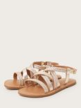 Monsoon Kids' Leather Strappy Braid Sandals, Gold