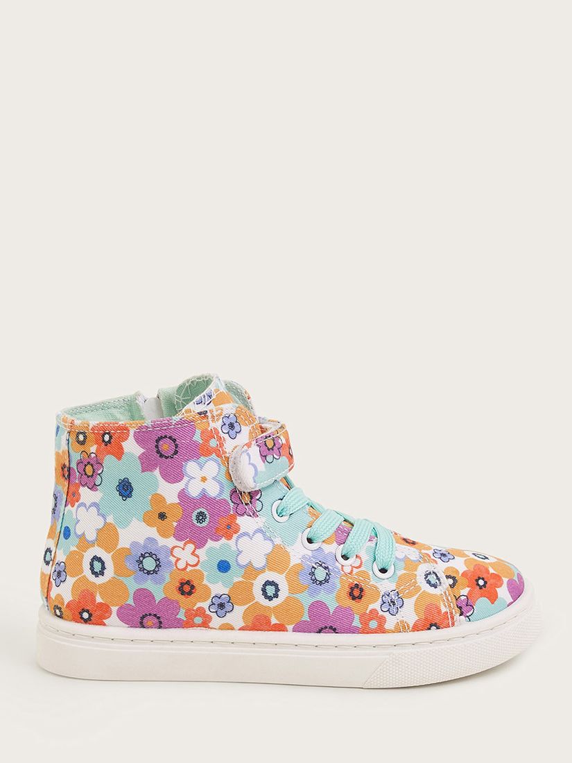 Monsoon Kids' All Star Flower High Top Trainers, Multi, 4