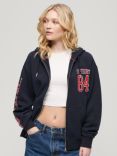 Superdry College Logo Boyfriend Zip Hoodie, Eclipse Navy