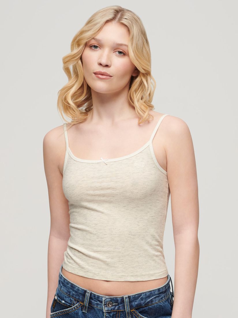 Superdry Athletic Essentials Cami Top, Off White Fleck Marl, 16