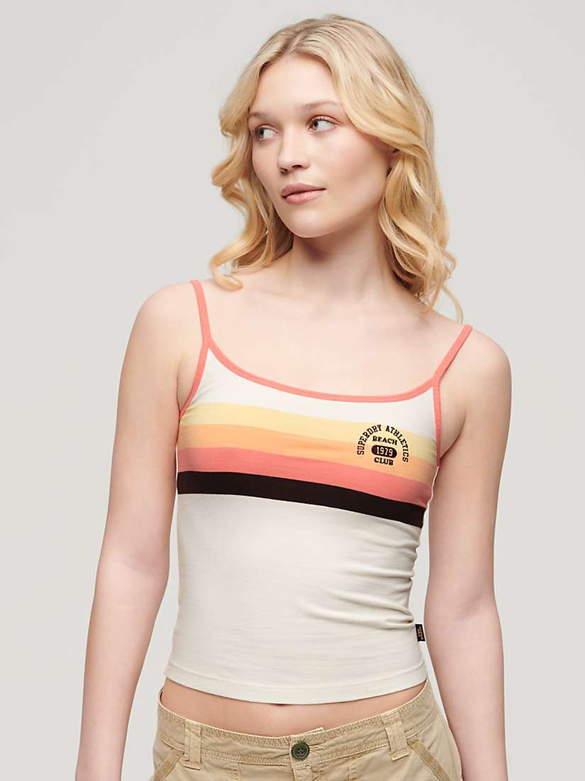 Buy Superdry Athletic Essentials Branded Stripe Cami Top, Sunset Coral Stripe Online at johnlewis.com