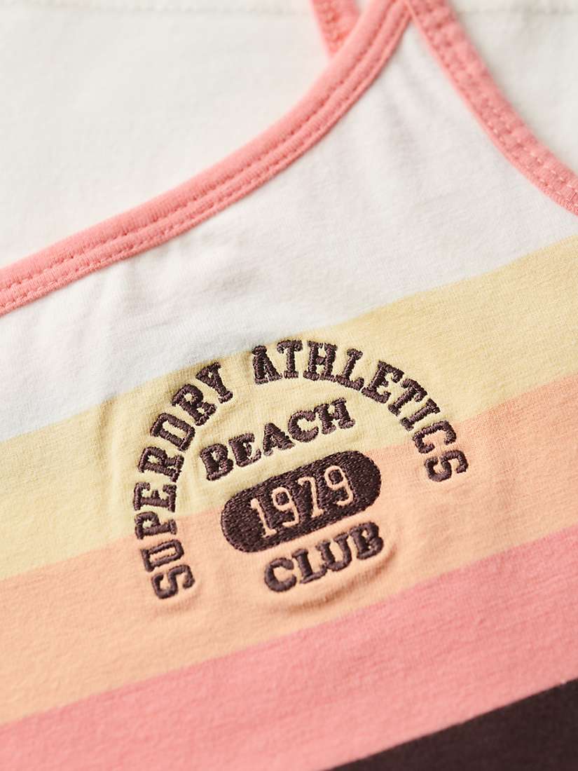 Buy Superdry Athletic Essentials Branded Stripe Cami Top, Sunset Coral Stripe Online at johnlewis.com