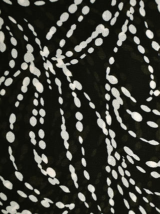 Live Unlimited Curve Mono Spot Print Ruffle Neck Blouse, Black/White