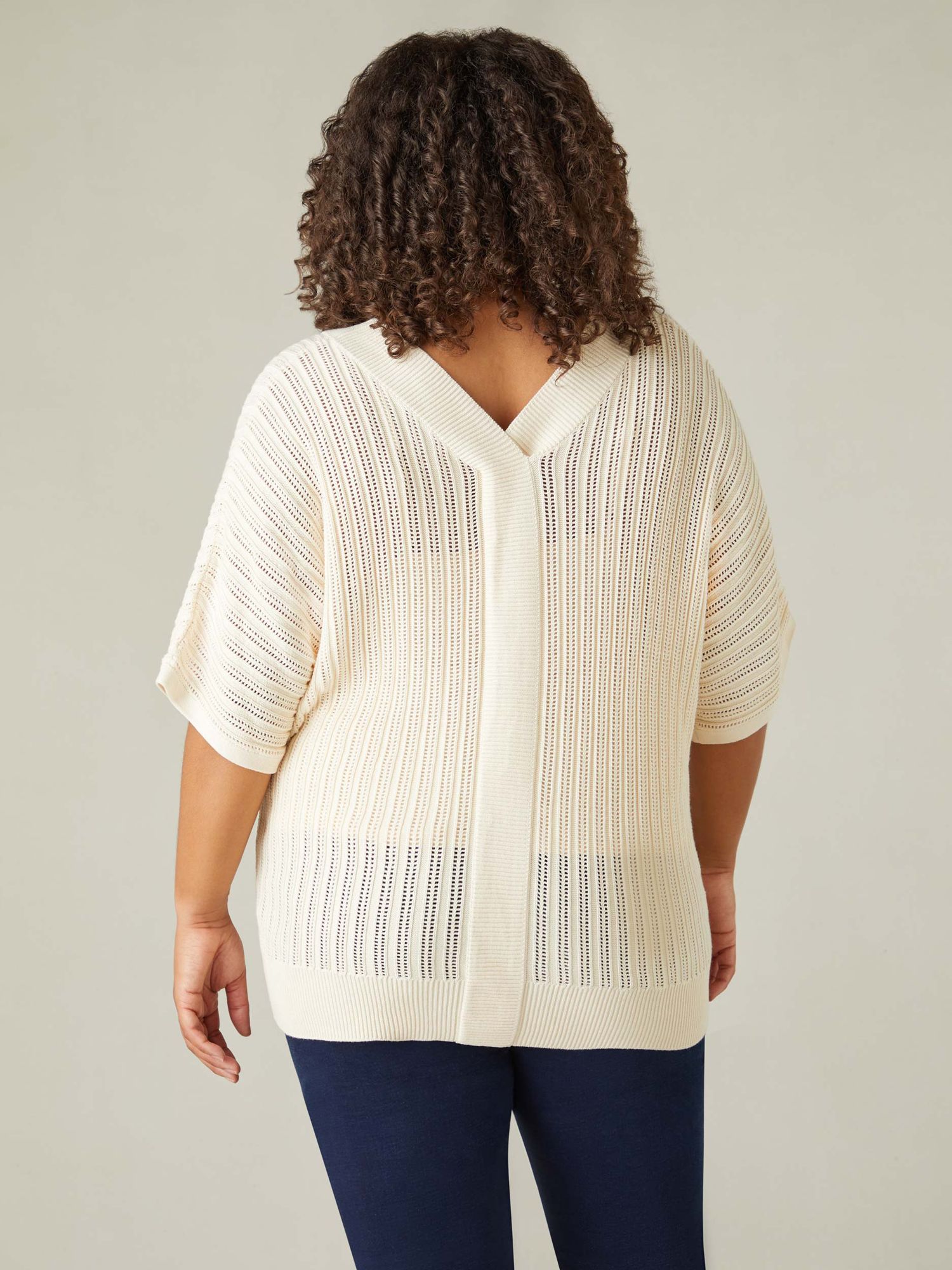 Buy Live Unlimited Curve Open Stitch Knitted Kaftan Jumper, Natural Online at johnlewis.com