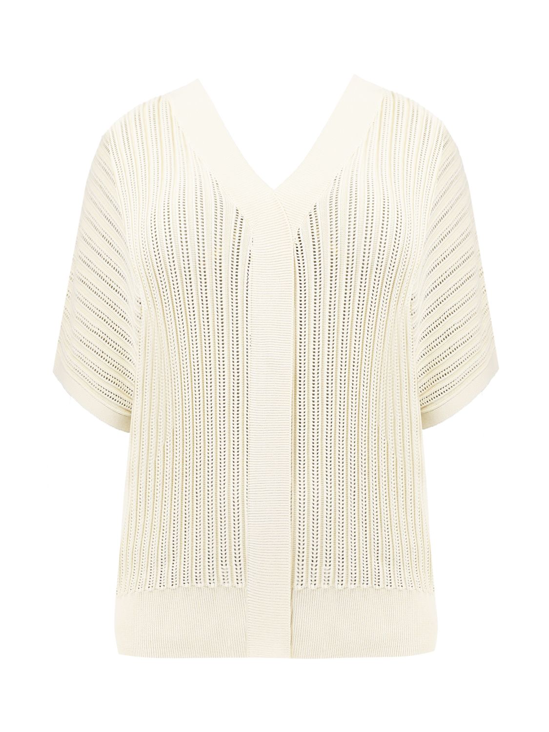 Live Unlimited Curve Open Stitch Knitted Kaftan Jumper, Natural