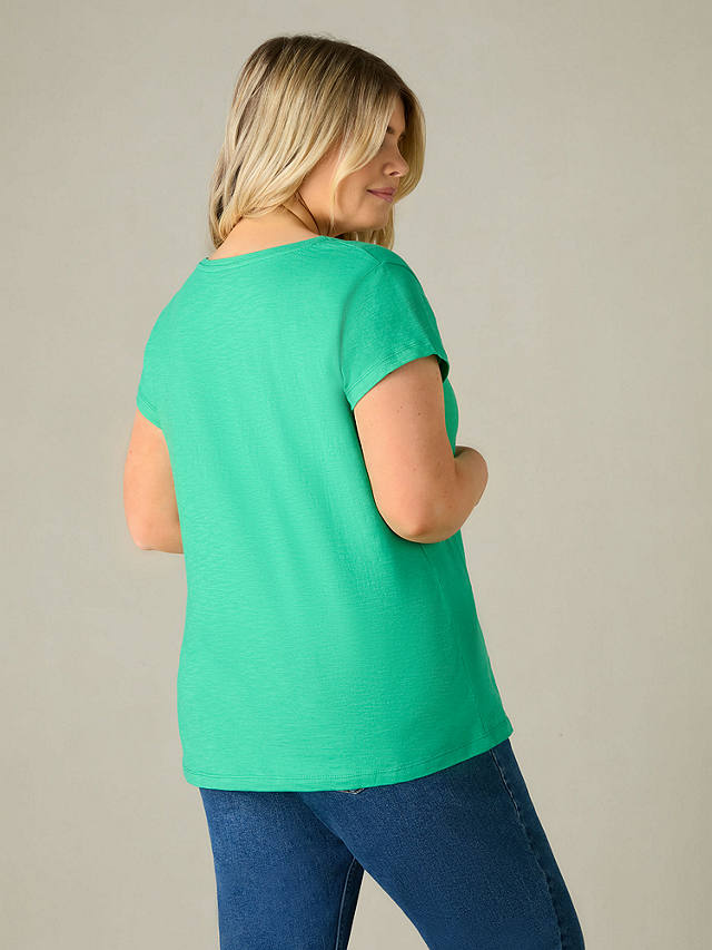 Live Unlimited Curve Cotton Slub Scoop Neck T-Shirt, Green