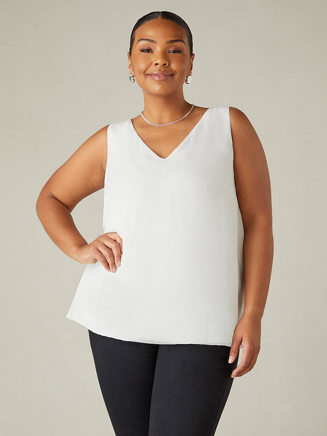 Live Unlimited Curve Chiffon Layered Swing Vest Top, White