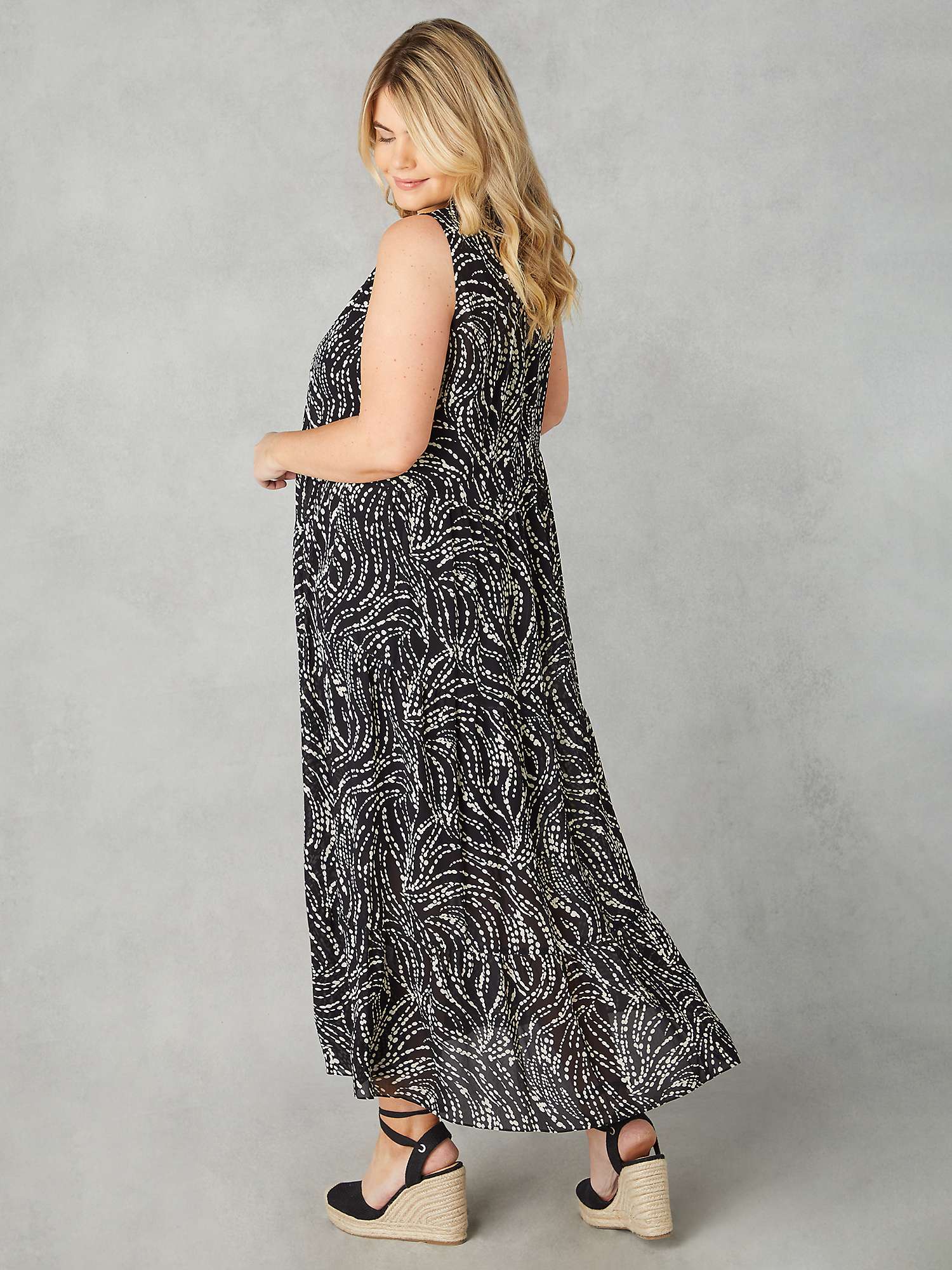 Buy Live Unlimited Curve Spot Print Ruffle Midaxi Dress, Black Online at johnlewis.com