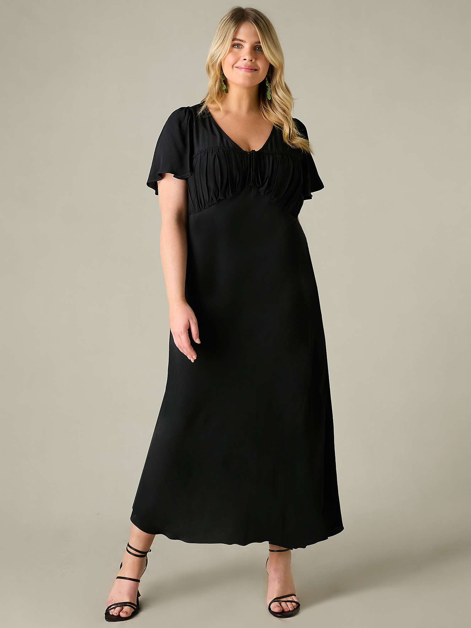 Buy Live Unlimited Curve Ruched Front Maxi Dress, Black Online at johnlewis.com