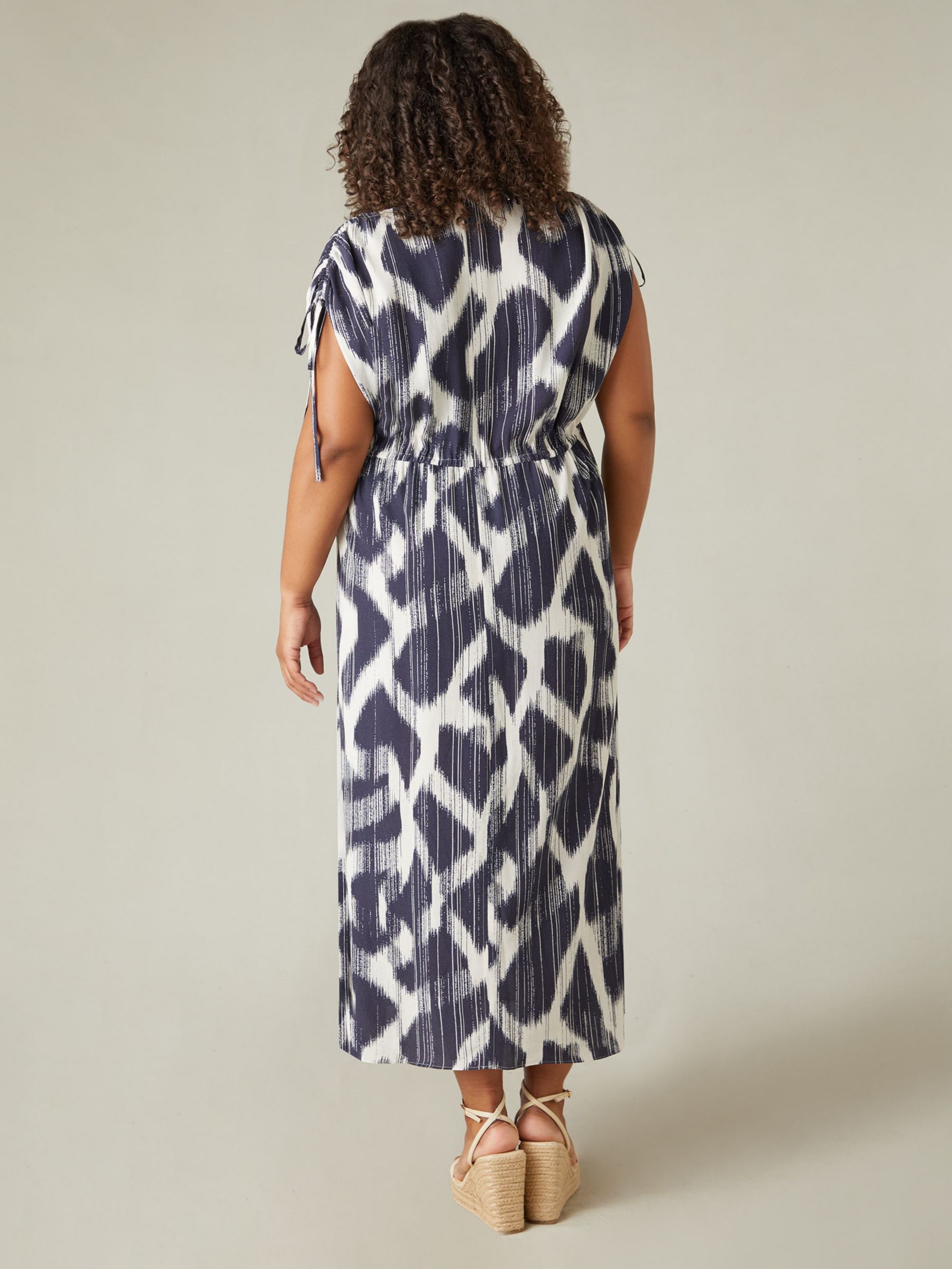 Live Unlimited Curve Geometric Print Drawstring Waist Maxi Dress, Blue, 12