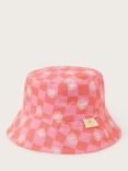 Monsoon Kids' Sun Checkerboard Reversible Bucket Hat, Pink/Multi